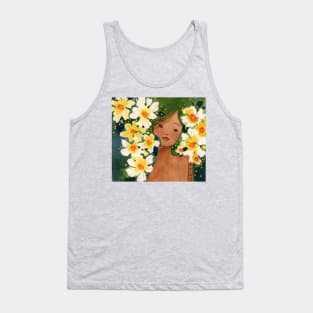 White and Yellow Flowers Tank Top